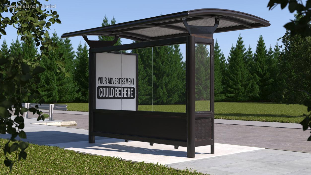 3D Bus Stop Black Old model