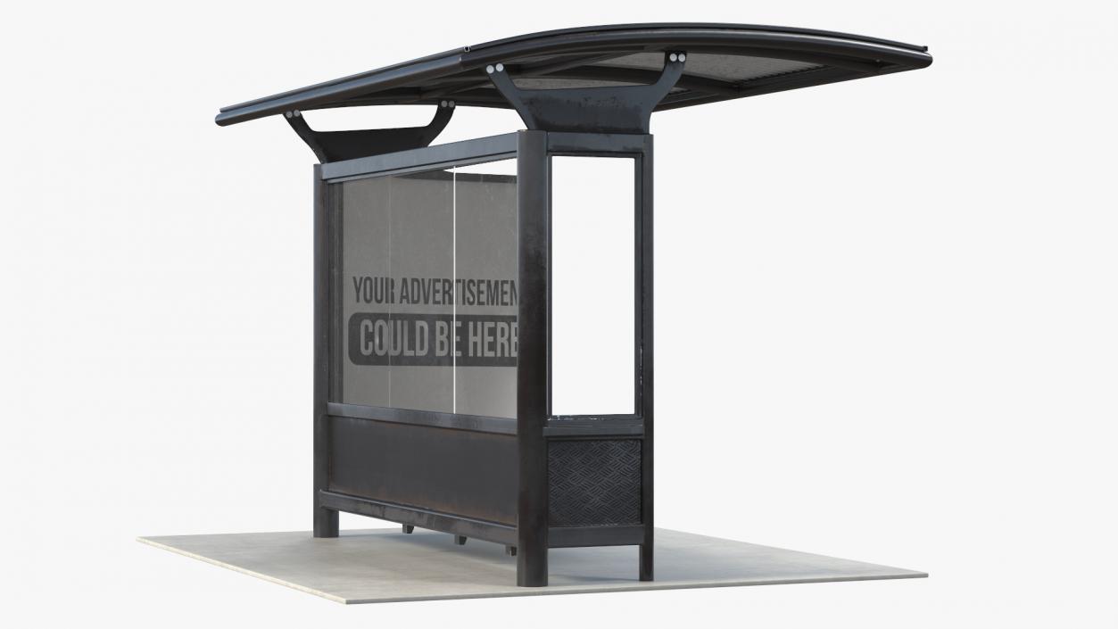 3D Bus Stop Black Old model