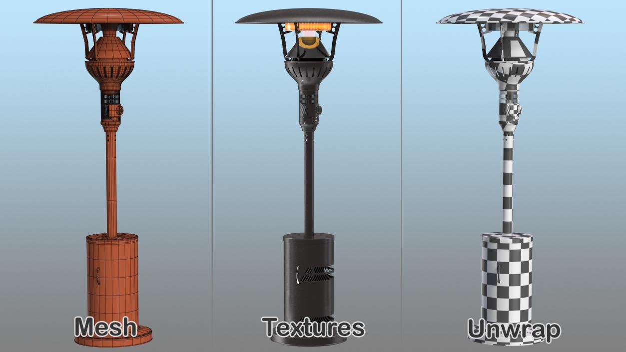 3D Portable Propane Gas Patio Heater On