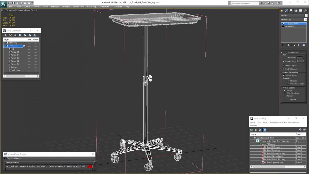 IV Stand with Tools Tray 3D model