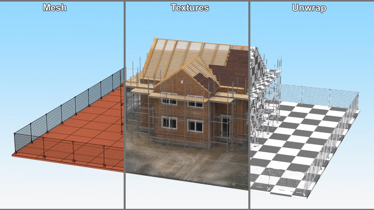 3D model Construction Site House with Scaffolding