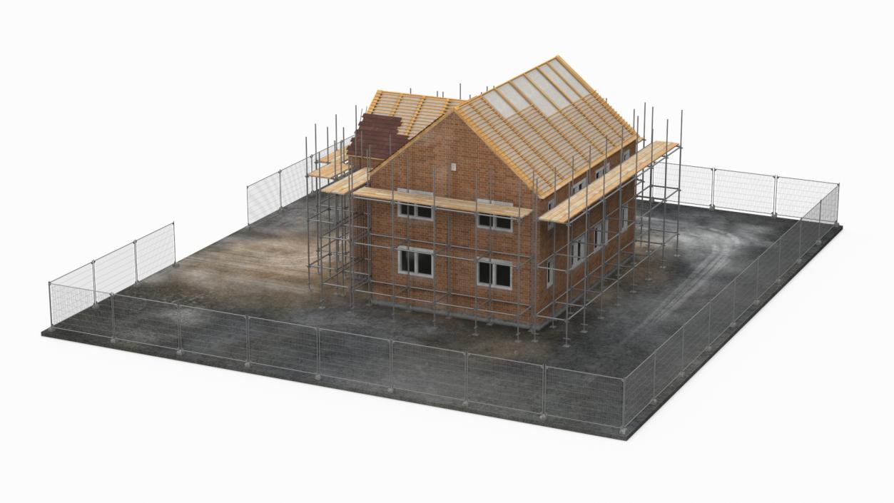 3D model Construction Site House with Scaffolding