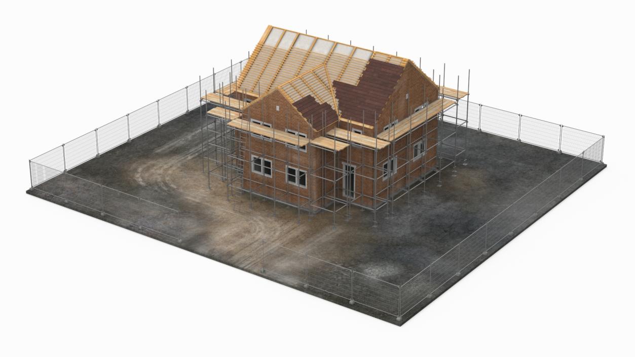 3D model Construction Site House with Scaffolding