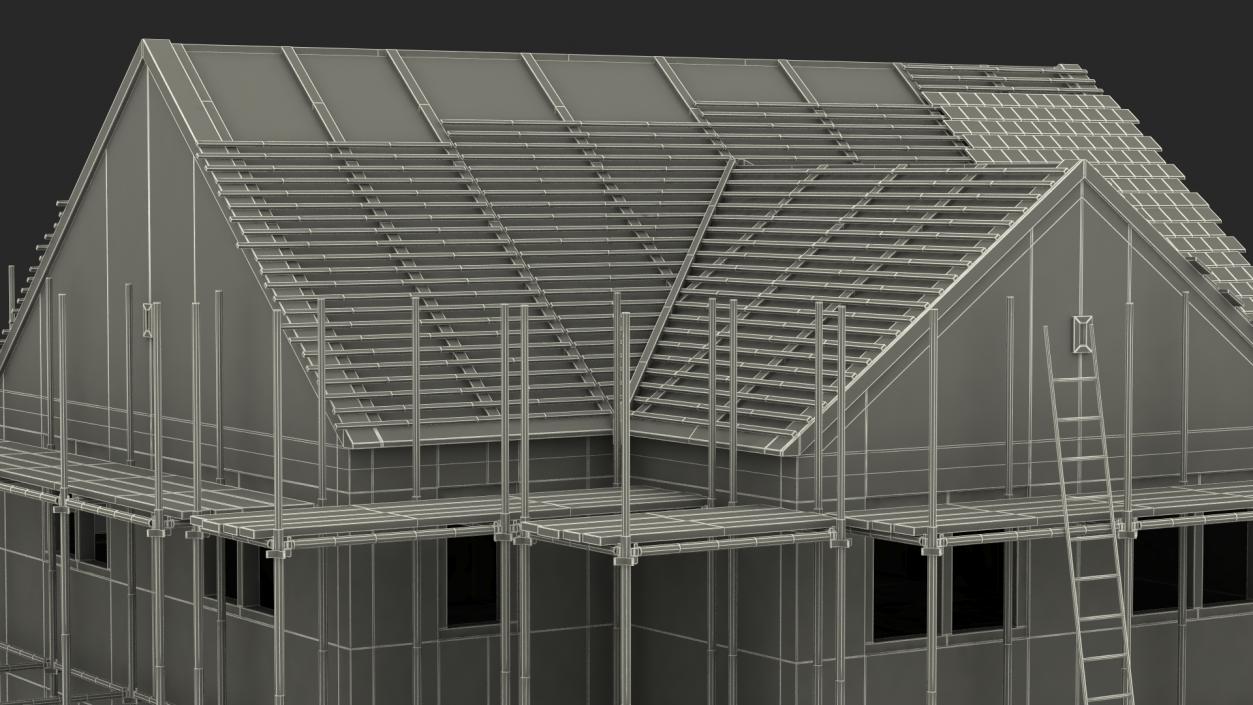 3D model Construction Site House with Scaffolding