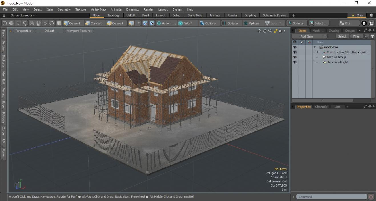 3D model Construction Site House with Scaffolding