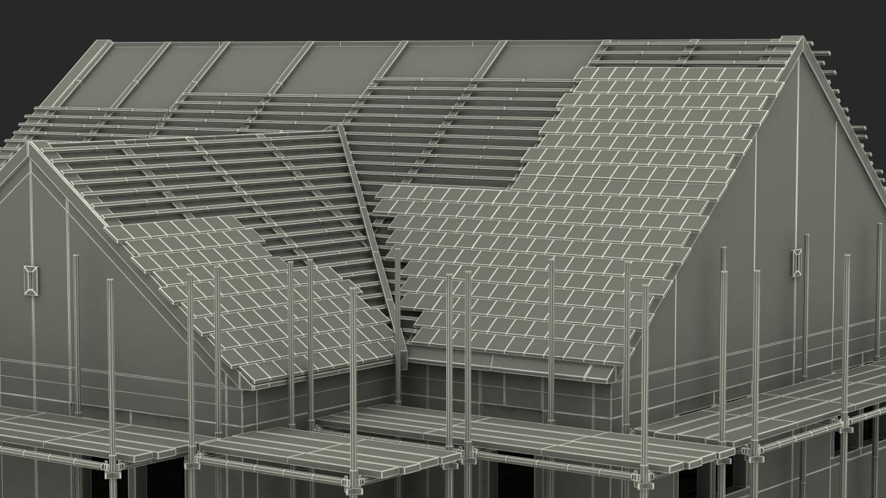 3D model Construction Site House with Scaffolding