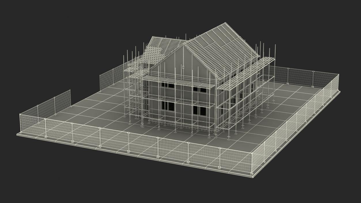 3D model Construction Site House with Scaffolding