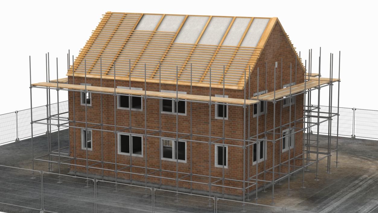 3D model Construction Site House with Scaffolding