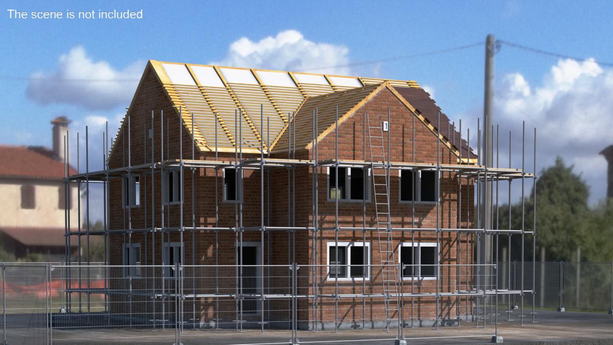 3D model Construction Site House with Scaffolding