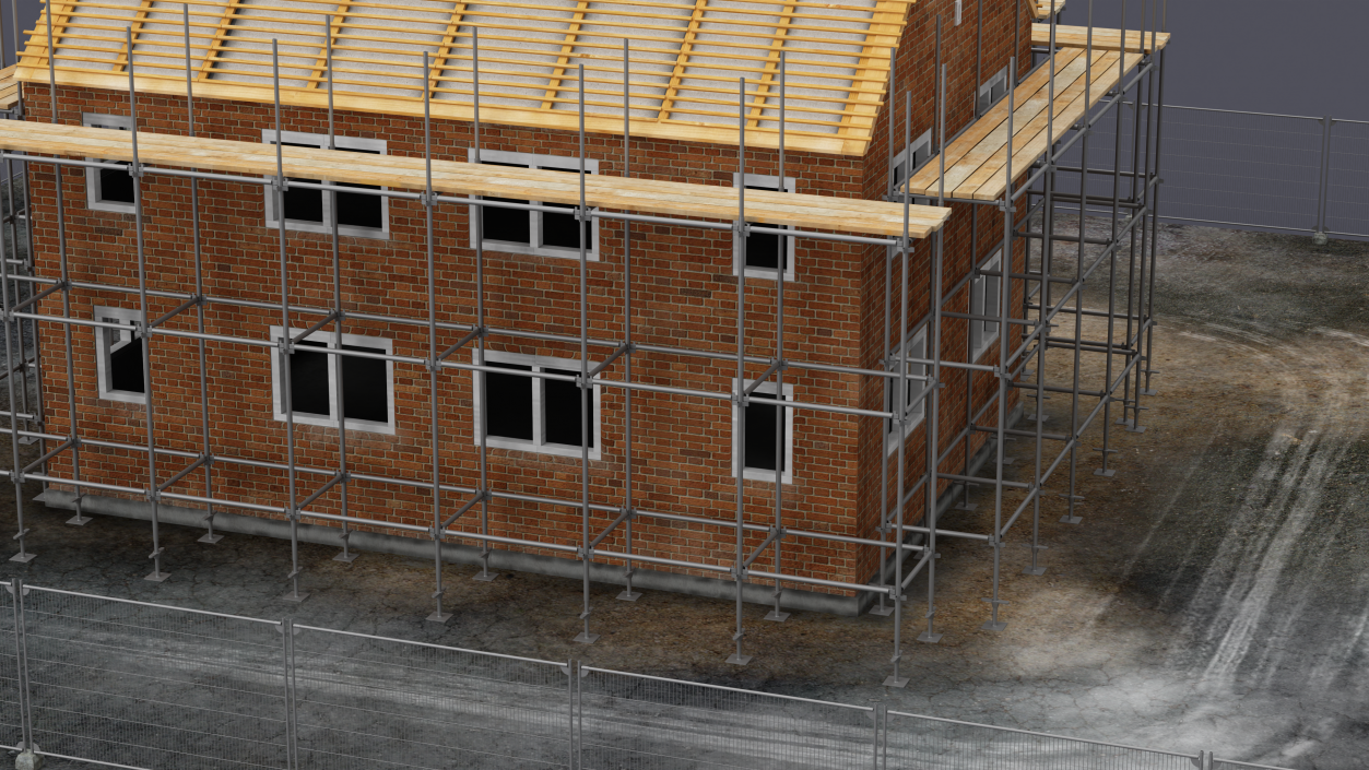 3D model Construction Site House with Scaffolding