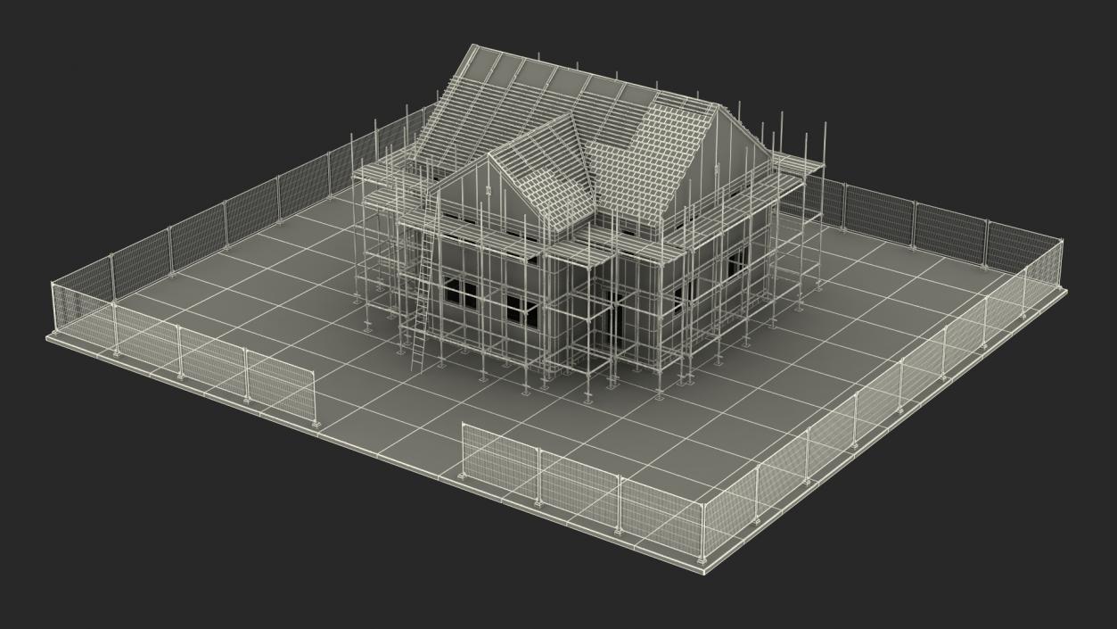 3D model Construction Site House with Scaffolding