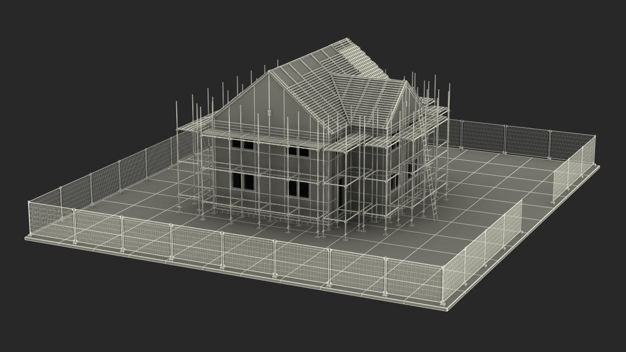 3D model Construction Site House with Scaffolding