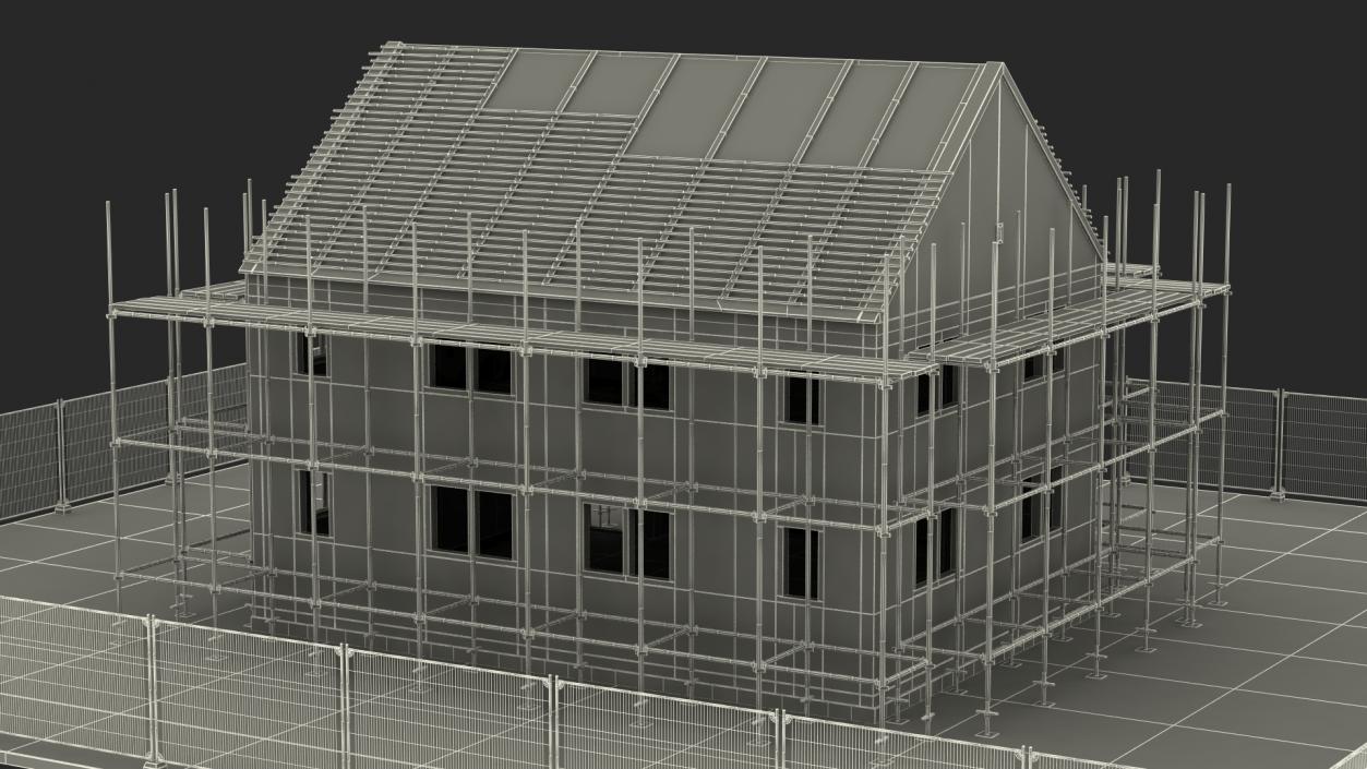 3D model Construction Site House with Scaffolding