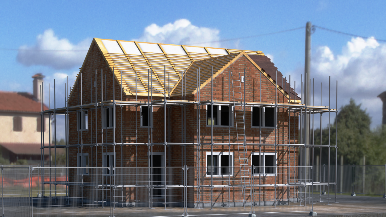 3D model Construction Site House with Scaffolding