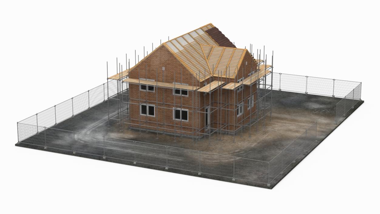 3D model Construction Site House with Scaffolding