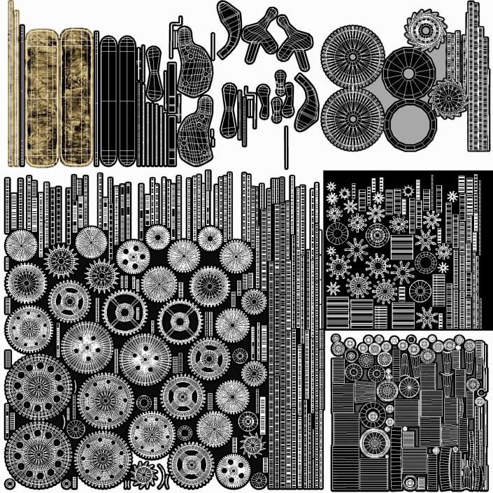 3D model Clockwork Gear Mechanism Mixed