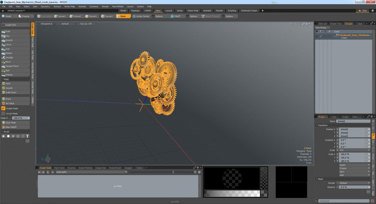 3D model Clockwork Gear Mechanism Mixed