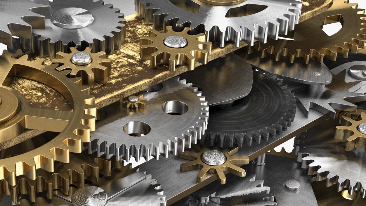 3D model Clockwork Gear Mechanism Mixed