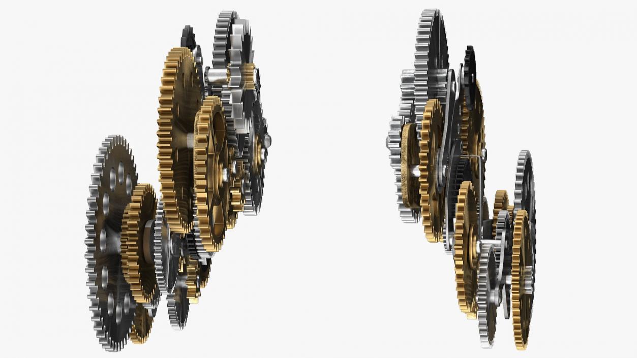 3D model Clockwork Gear Mechanism Mixed