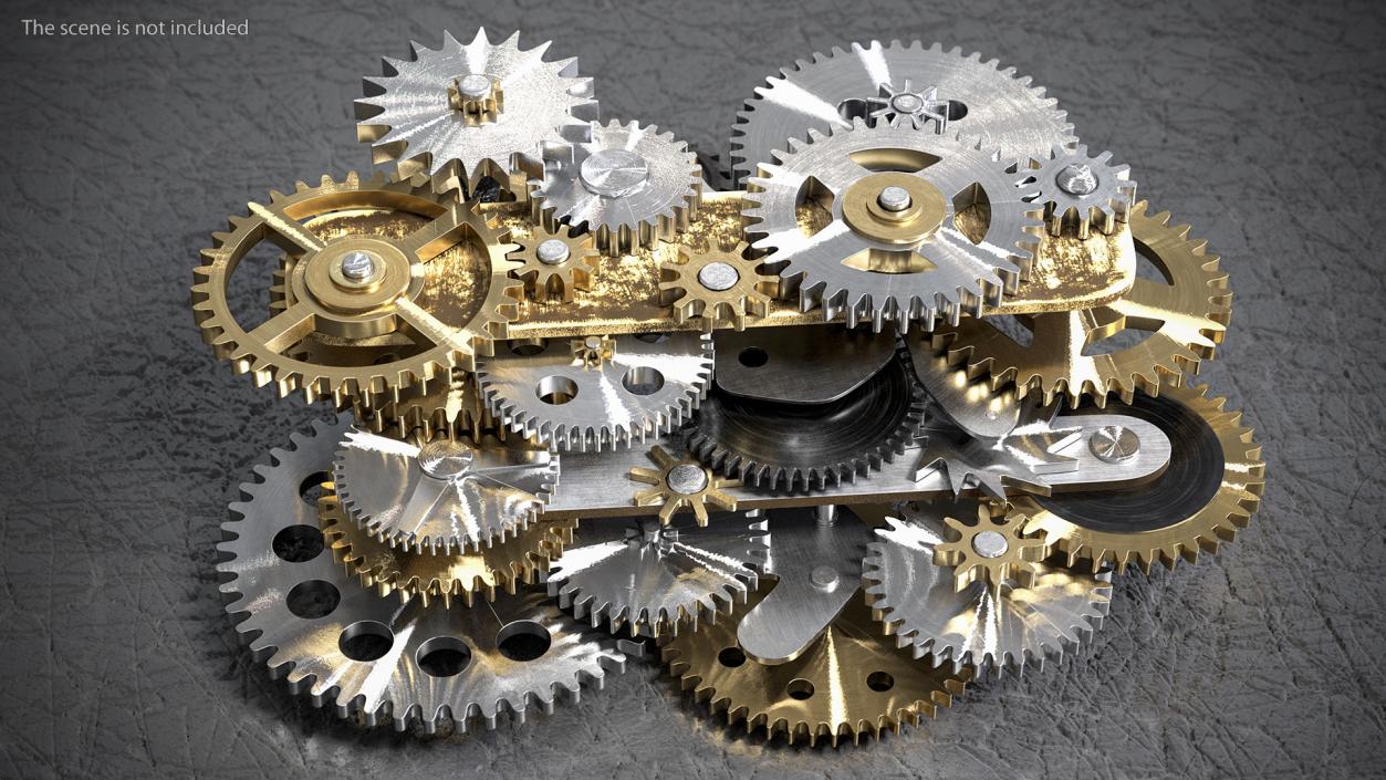 3D model Clockwork Gear Mechanism Mixed