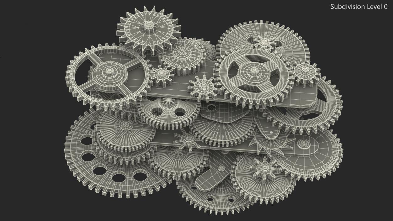 3D model Clockwork Gear Mechanism Mixed