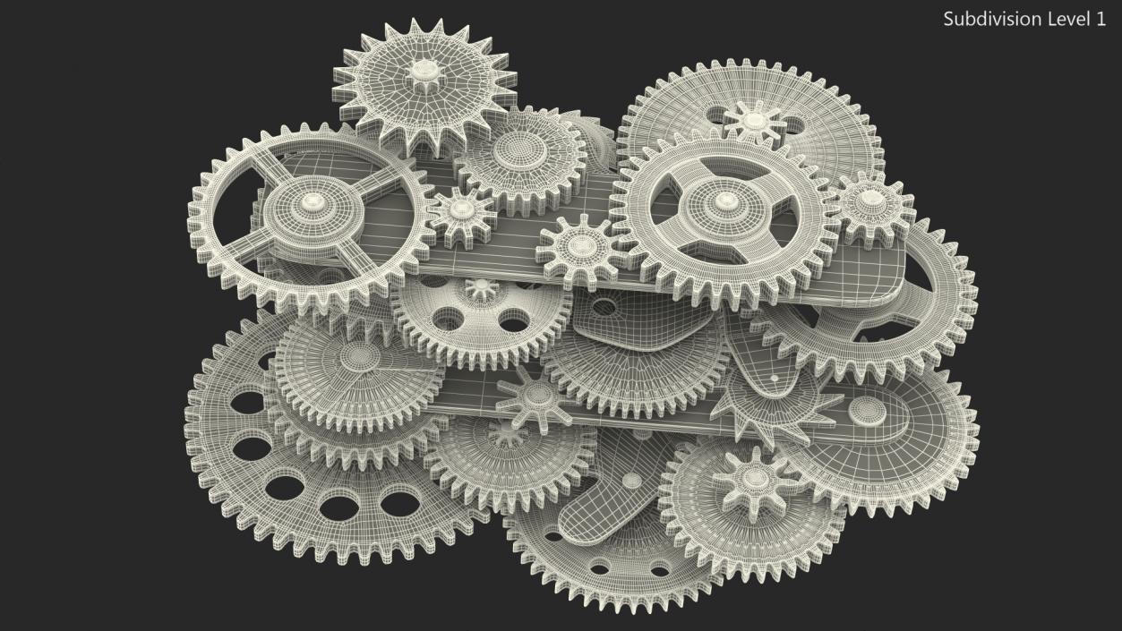 3D model Clockwork Gear Mechanism Mixed