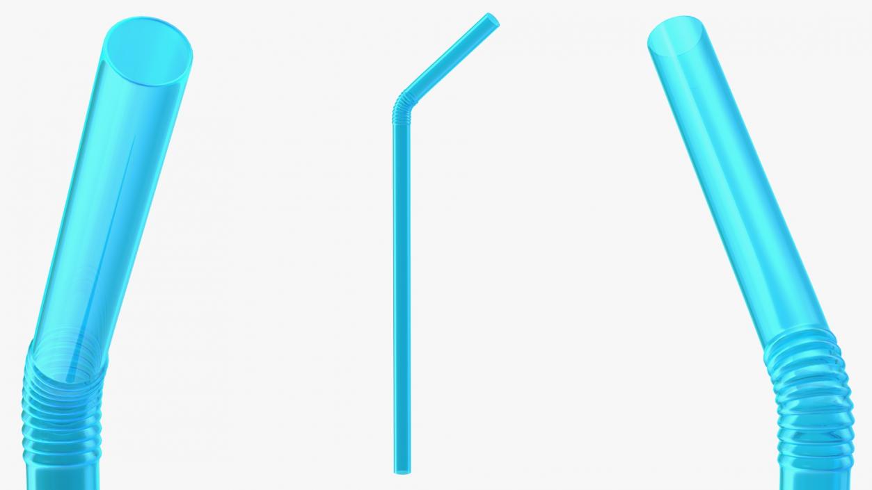 Flexible Plastic Straw 3D