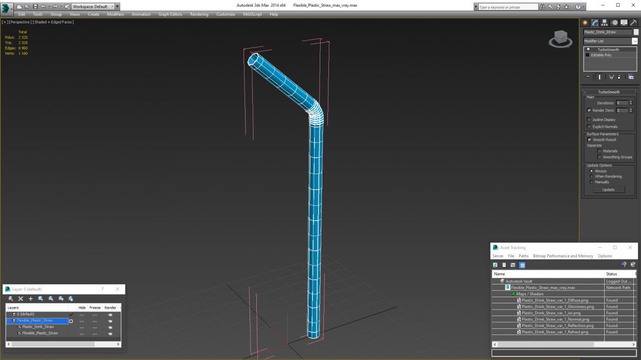 Flexible Plastic Straw 3D