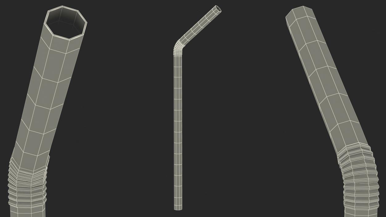 Flexible Plastic Straw 3D