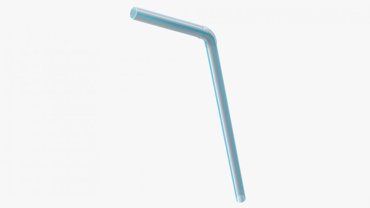 3D model Flexible Plastic Straw Striped