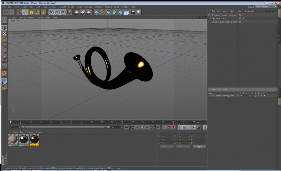 Copper Hunting Horn 3D model