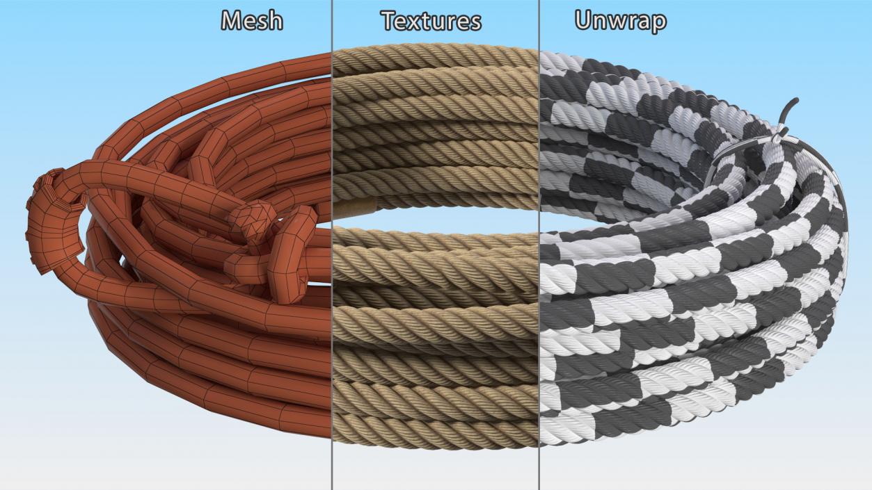 3D Rodeo Lasso Rope Folded model