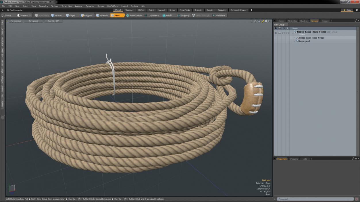 3D Rodeo Lasso Rope Folded model