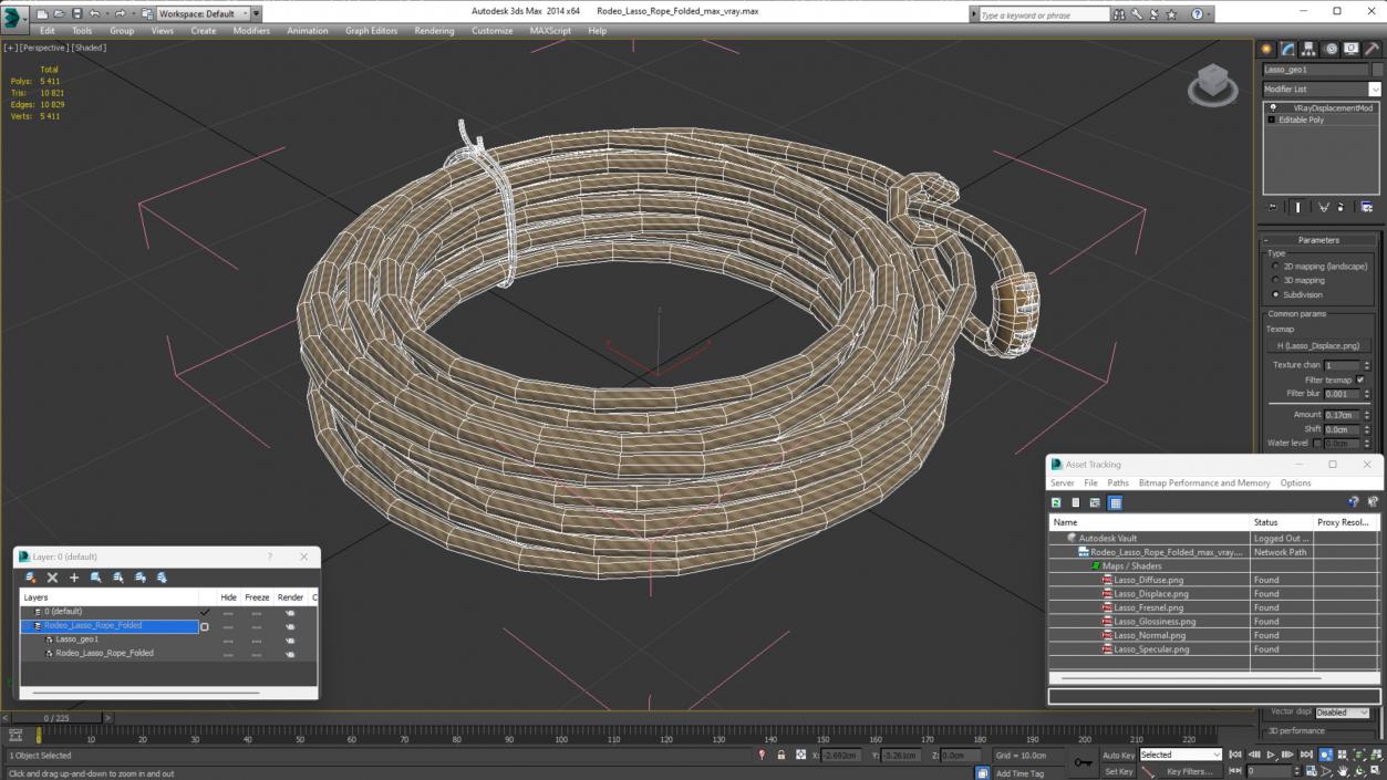 3D Rodeo Lasso Rope Folded model