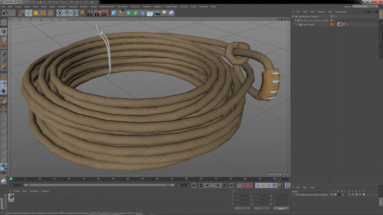 3D Rodeo Lasso Rope Folded model