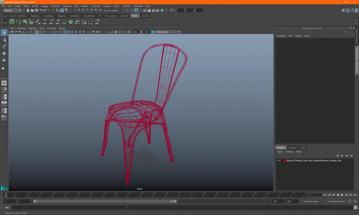 3D model Bronze Folding Chair