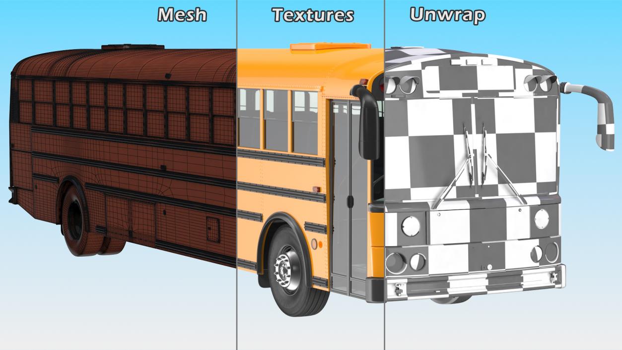 3D School Bus with Teenage Boys Rigged Collection