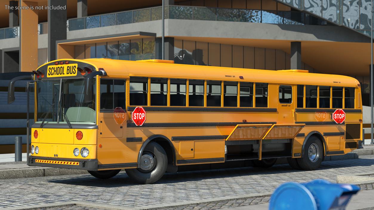 3D School Bus with Teenage Boys Rigged Collection