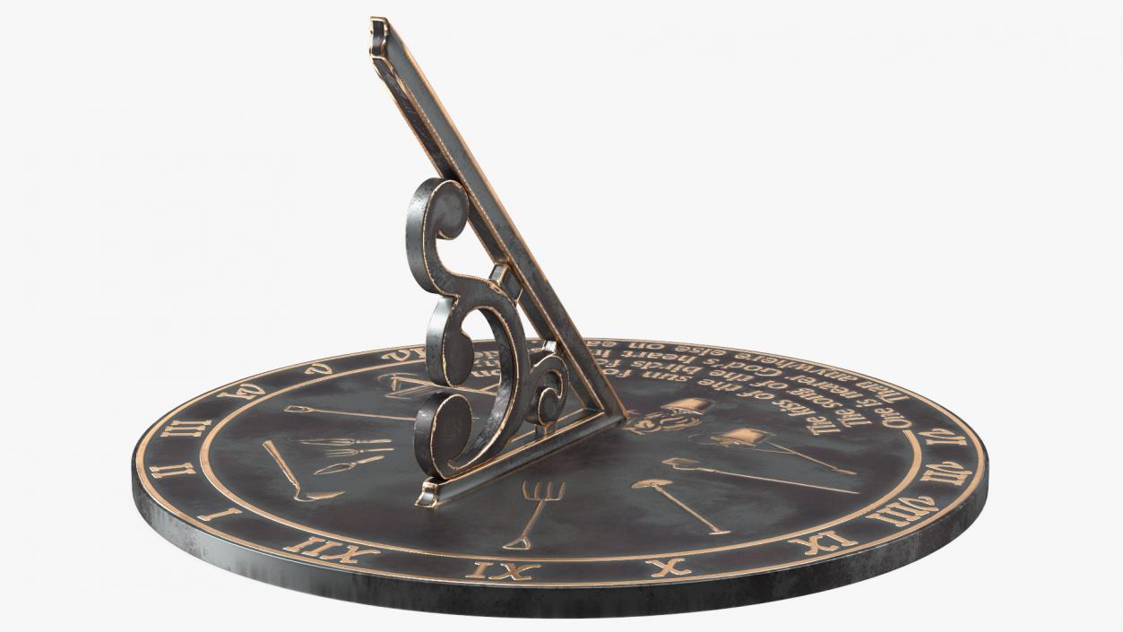 3D model Solid Brass Horizontal Sundial