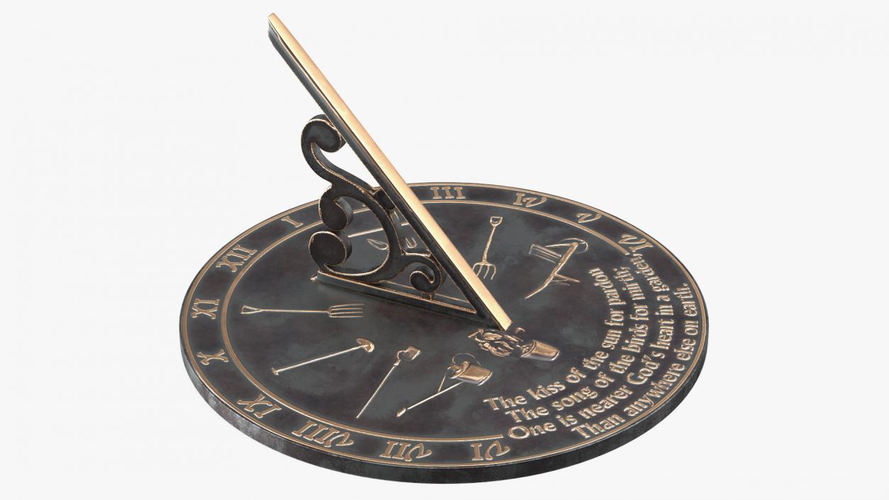 3D model Solid Brass Horizontal Sundial