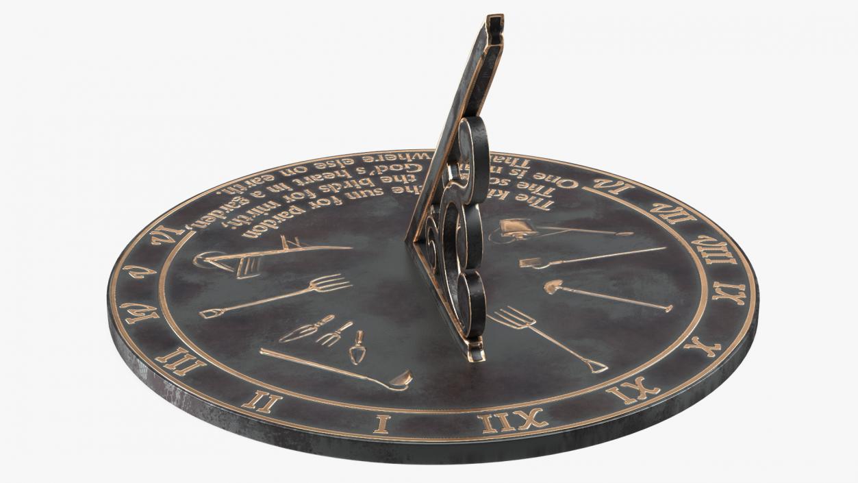 3D model Solid Brass Horizontal Sundial