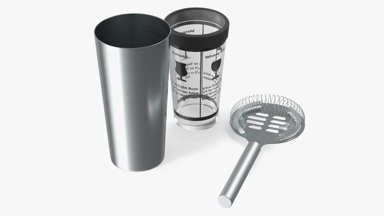 3D model Glass Boston Cocktail Shaker Silver