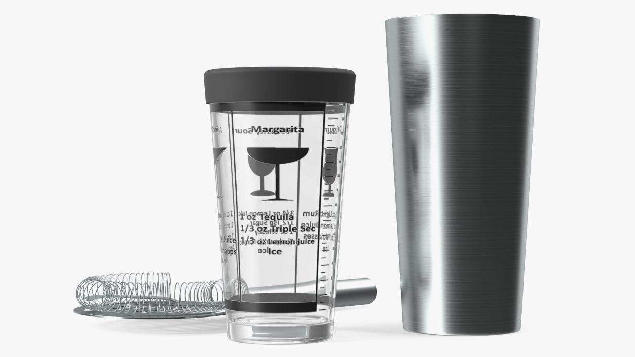 3D model Glass Boston Cocktail Shaker Silver