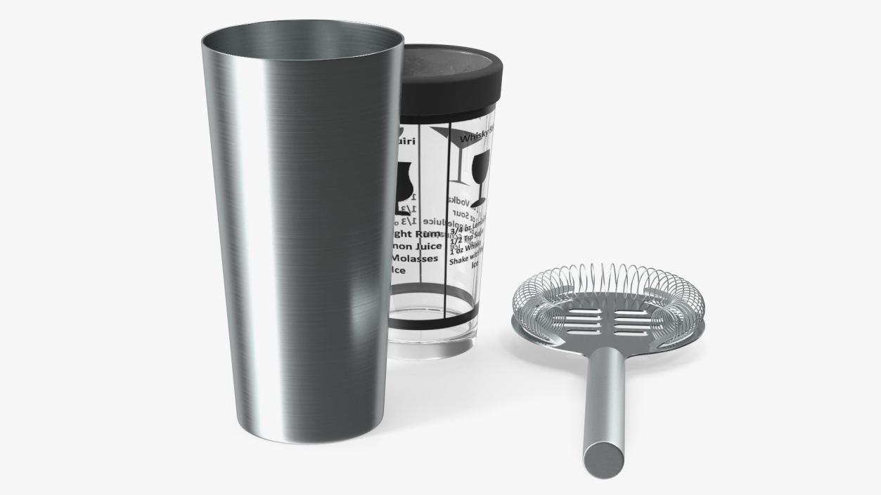 3D model Glass Boston Cocktail Shaker Silver