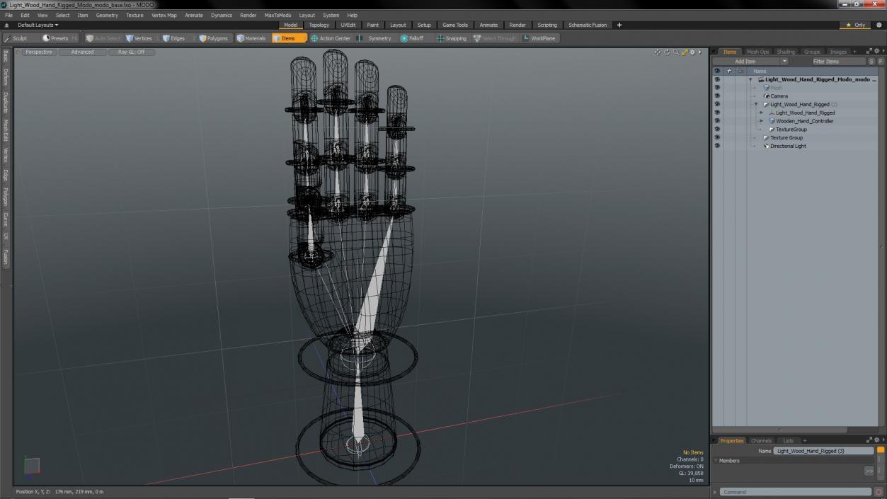 3D Light Wood Hand Rigged for Modo