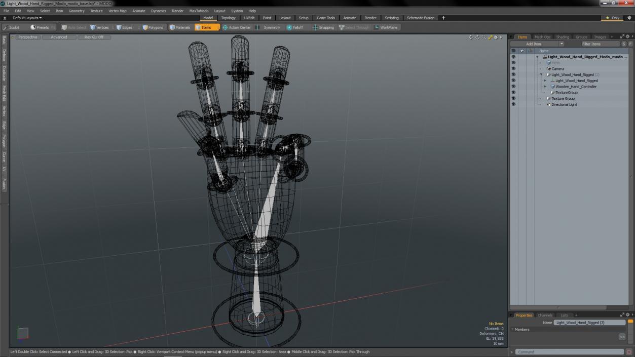 3D Light Wood Hand Rigged for Modo