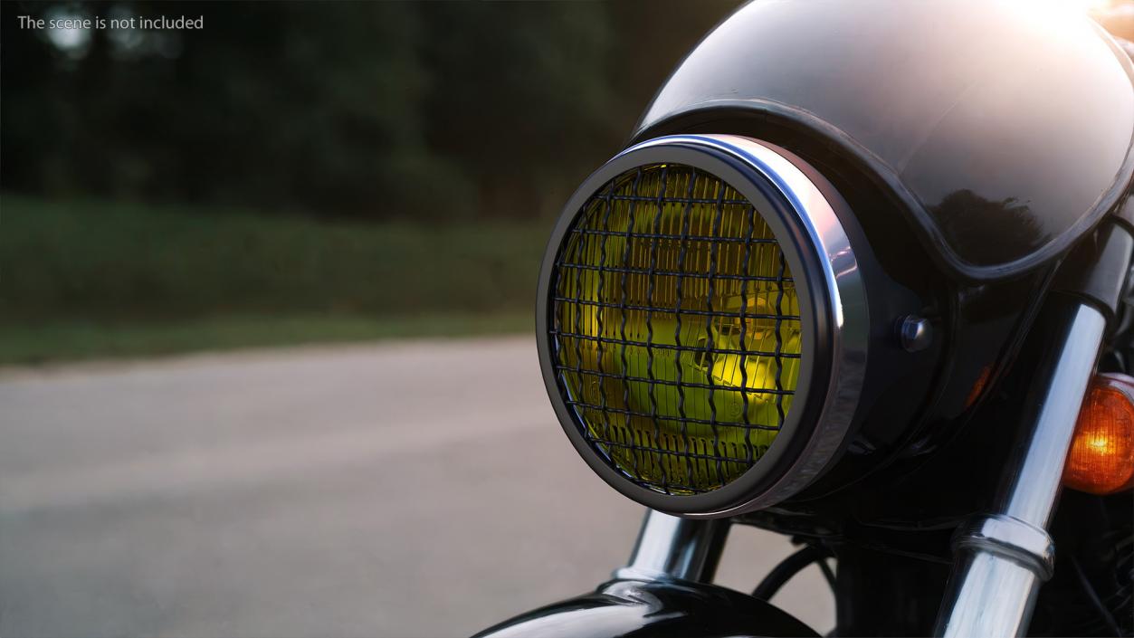 3D model Motorcycle Headlight Yellow with Mesh Grill 2