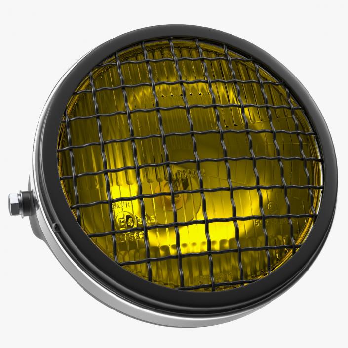 3D model Motorcycle Headlight Yellow with Mesh Grill 2