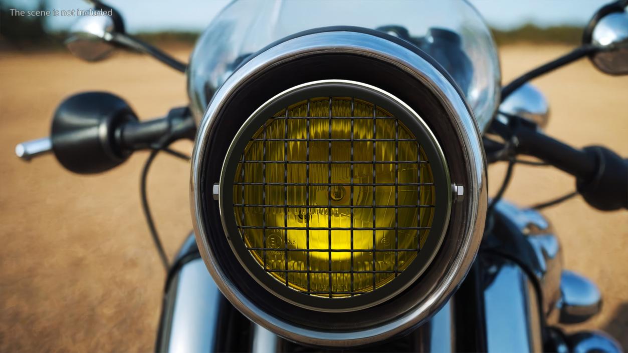 3D model Motorcycle Headlight Yellow with Mesh Grill 2