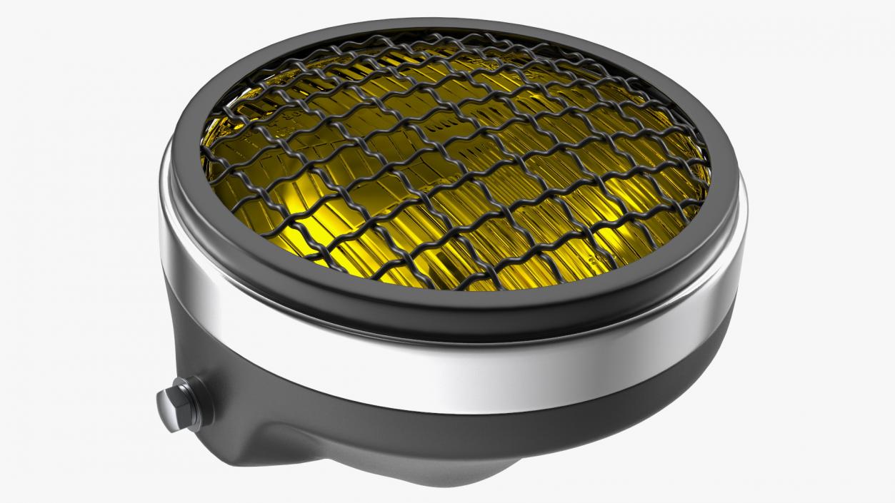 3D model Motorcycle Headlight Yellow with Mesh Grill 2